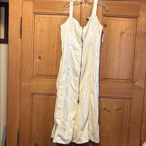 Gap L Large Ultrasoft Denim Maxi Dress Off White Ivory  NWT! #728898